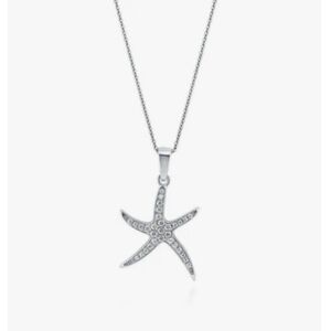 Elegant Berricle 925 Silver Starfish Pendant Necklace